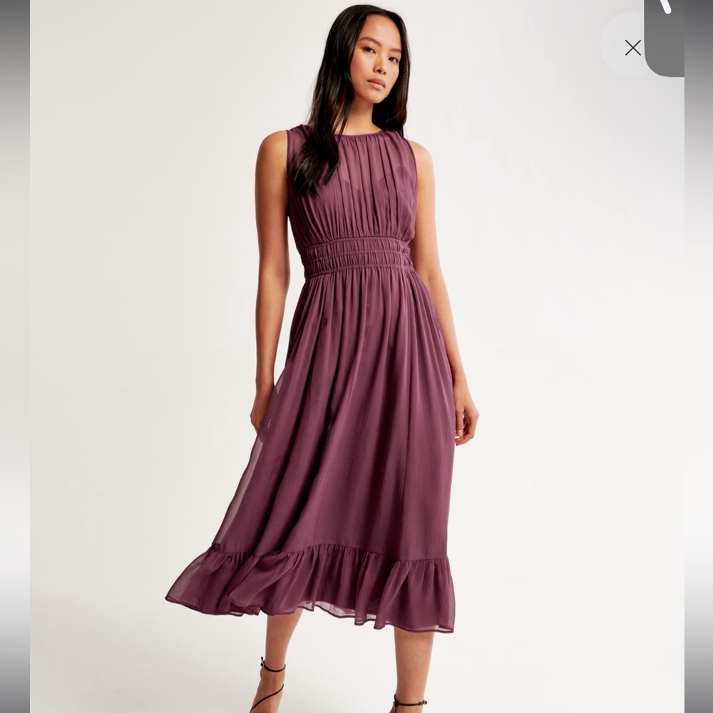 Easy High-Neck Midi Dress (purple, New without tags)